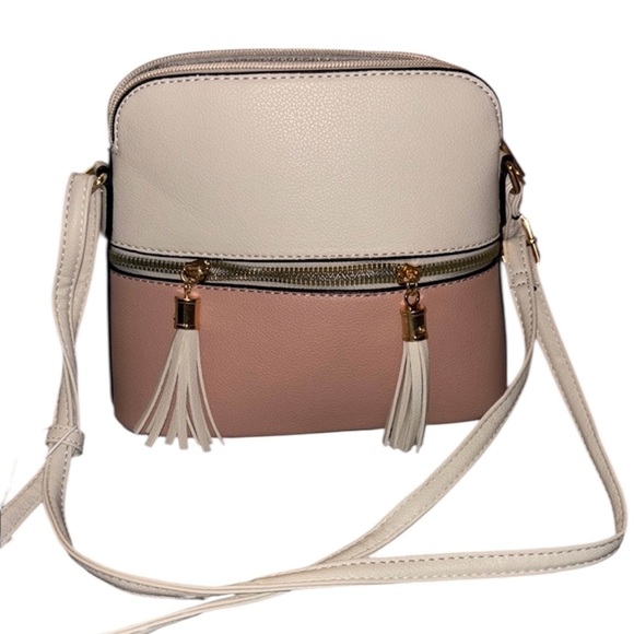 NWT Two-Tone Cream and Pink Crossbody Bag - Picture 1 of 4